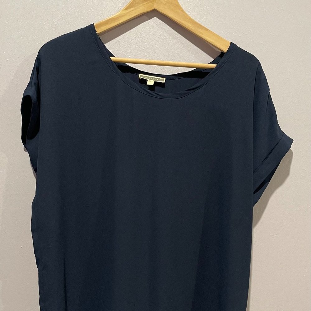 Nordstrom- Pleione Short Sleeve Navy Blouse- L